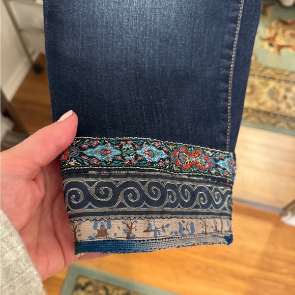 Ava & Viv Women's Blue Jeans with Embroidered Hem - Picture 2 of 5